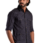 Blueberry Hunting Style Cotton Printed Shirt | Premium Men's Sportswear | Classic Outdoor Design | Comfortable Cotton Fabric | Size 36-44